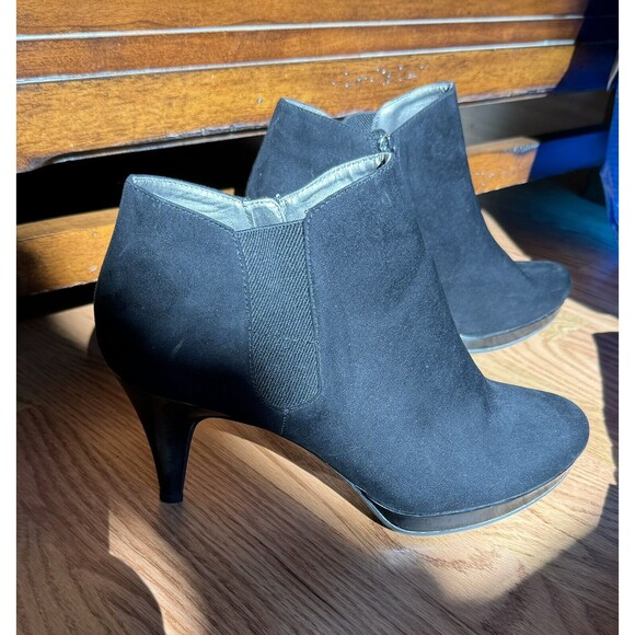 Bandolino Miku Ankle Boots Women’s‎ Size 10M Black Kitten Heels With Side Zip - Picture 1 of 10